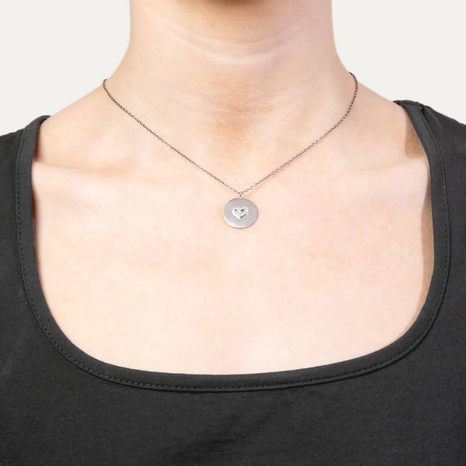 Taglio singolo Ciondolo a disco con diamante Estate 14k in vendita