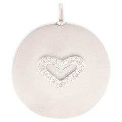 Estate 14k Diamond Heart Disc Pendant