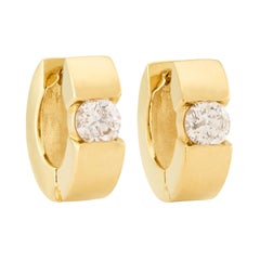 Estate 14k Diamond Huggie Hoop Earrings
