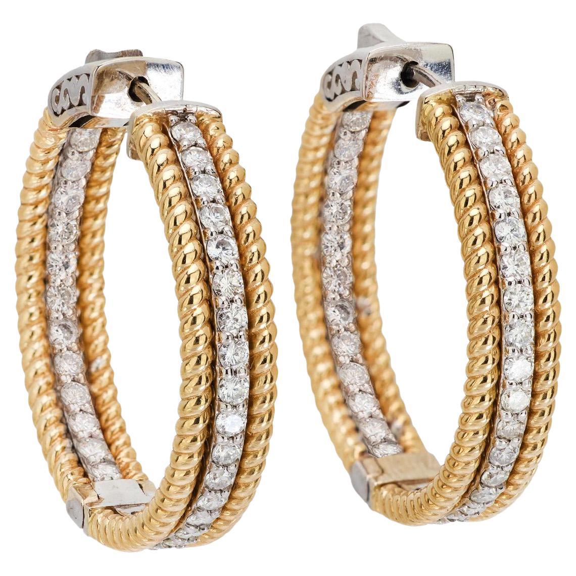 Estate 14k Diamond "Inside-Out" Hoop Earrings
