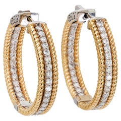 Estate 14k Diamond "Inside-Out" Hoop Earrings