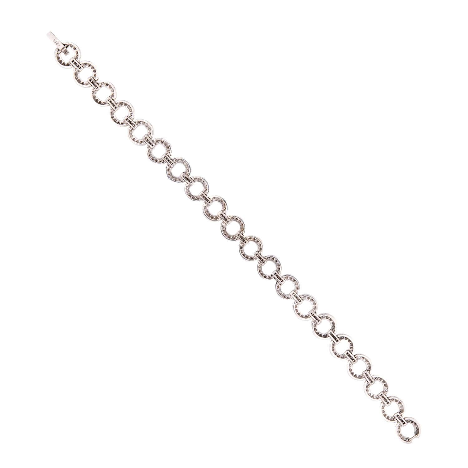 Moderno Bracciale A Link con diamanti 14k Estate in vendita