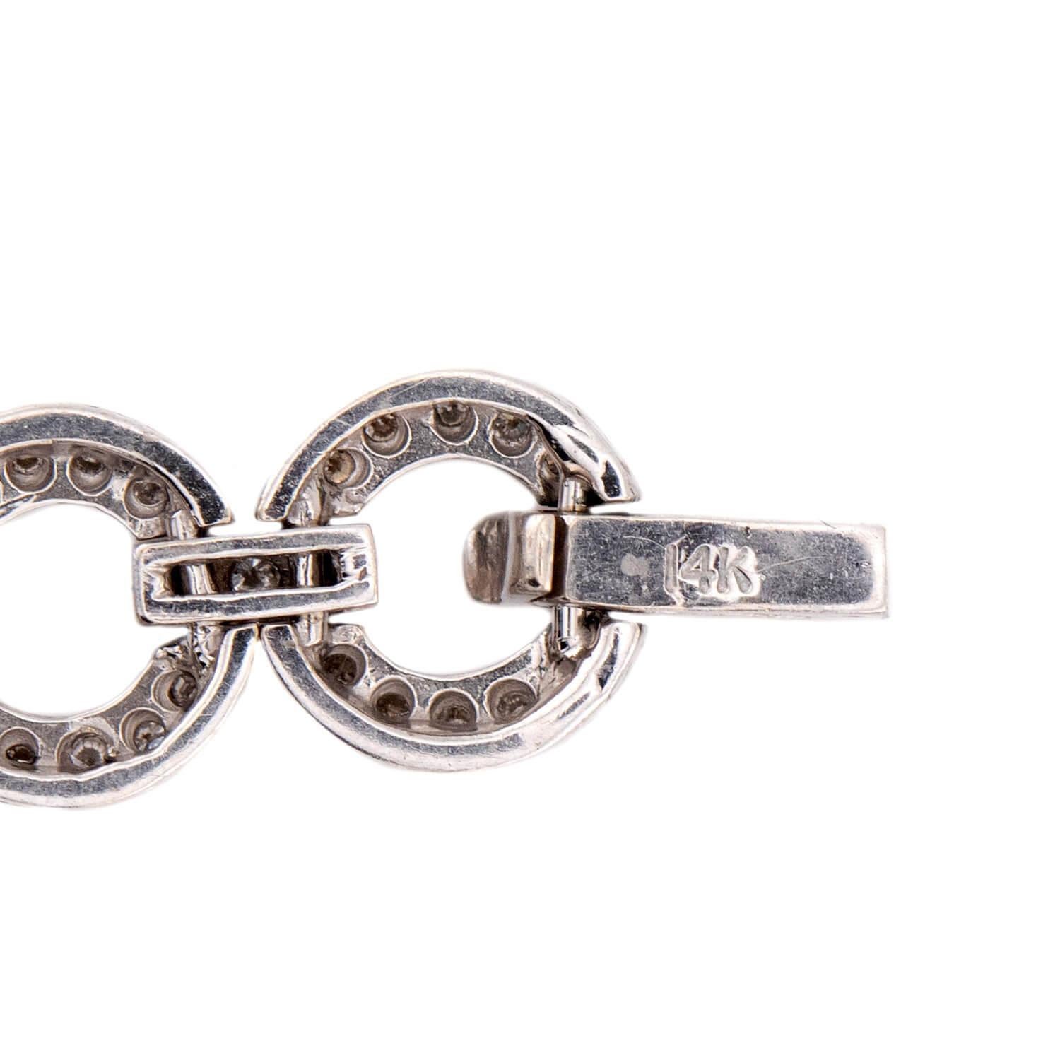 Taglio brillante Bracciale A Link con diamanti 14k Estate in vendita