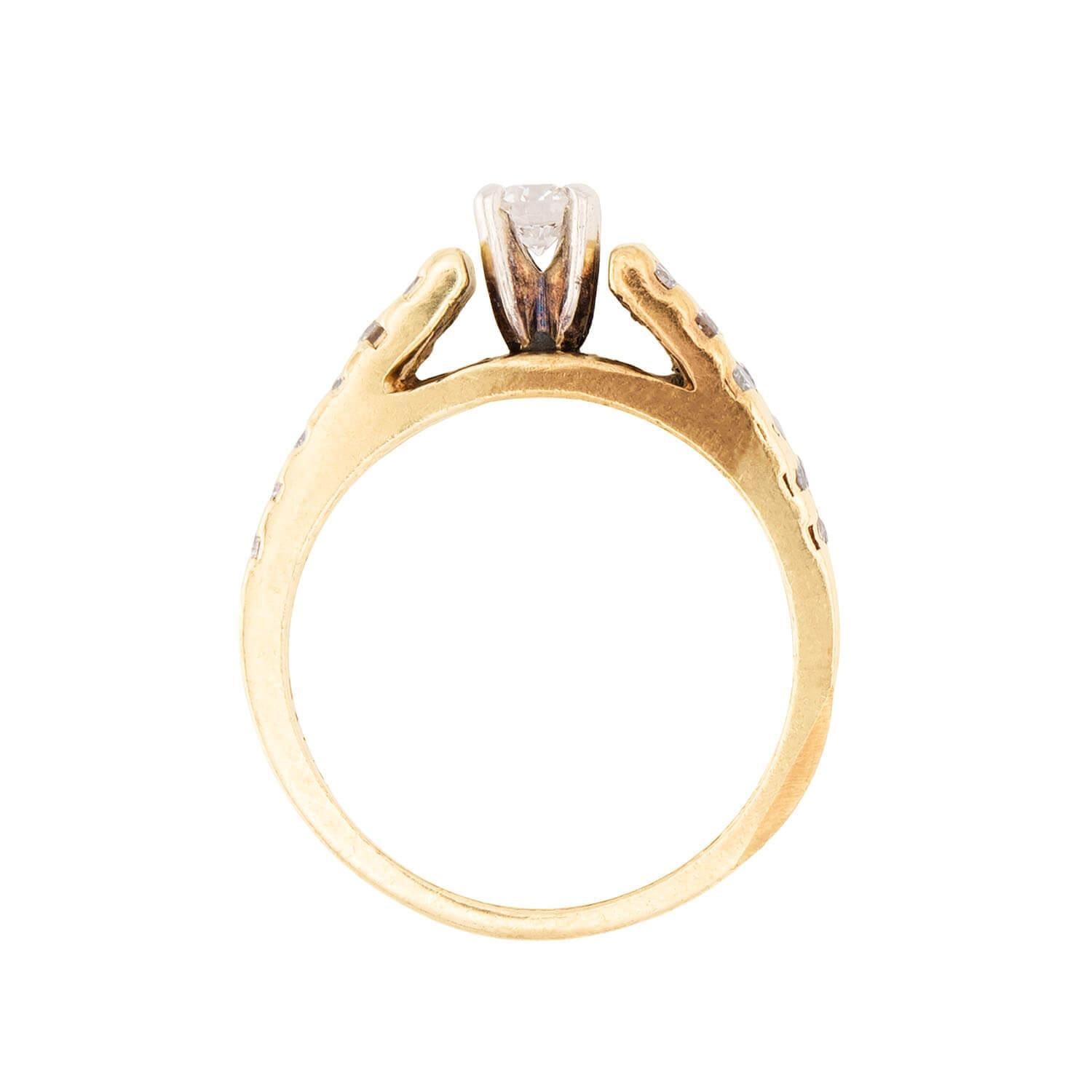 Taille ronde Bague à diamant 14k Estate en vente