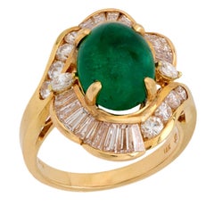 Nachlass 14k Smaragd und Diamant Halo-Ring