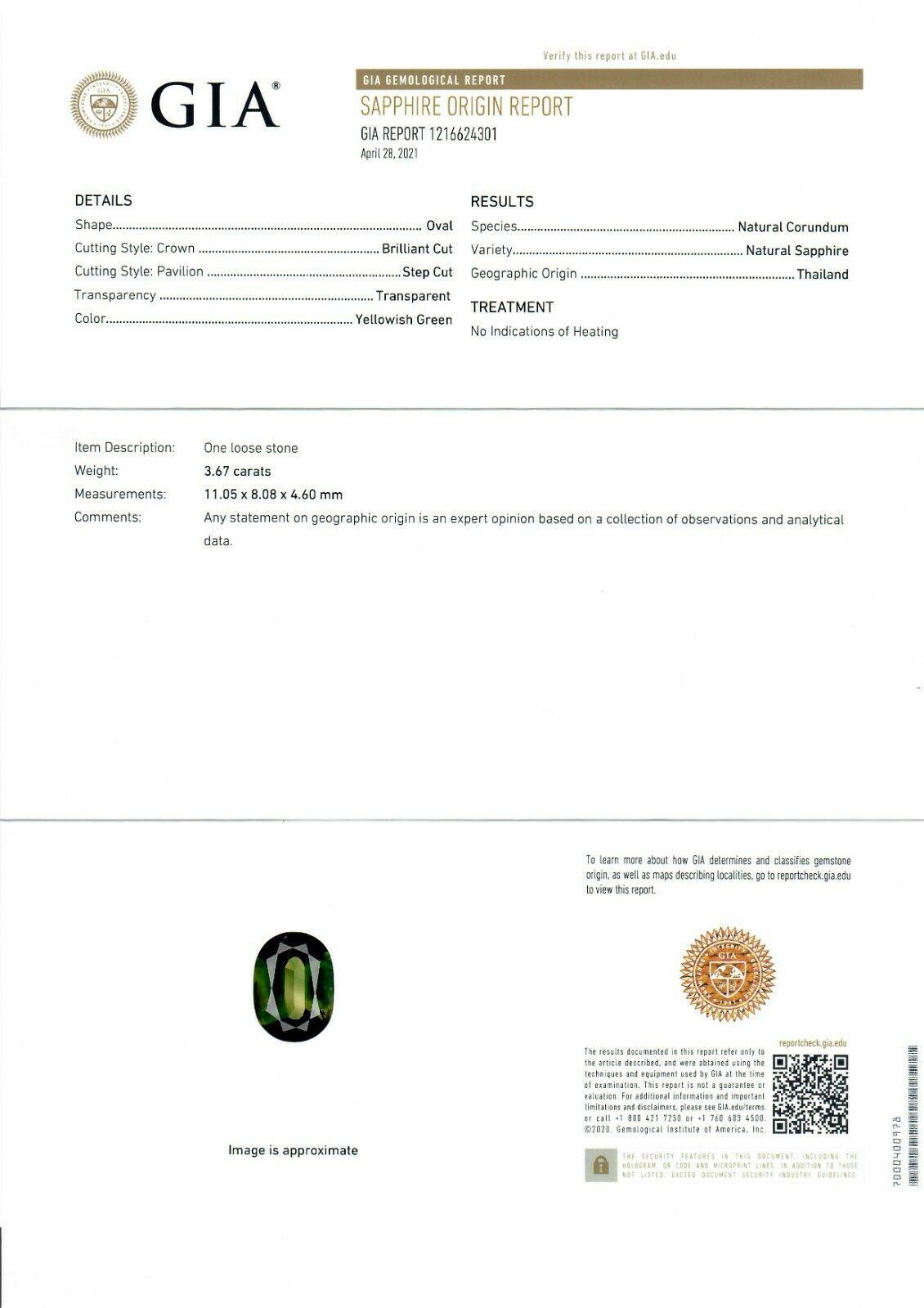 Orecchini a lobo con zaffiro verde ovale e diamante in oro 14k GIA NO HEAT da 8,18 ct. in vendita 4