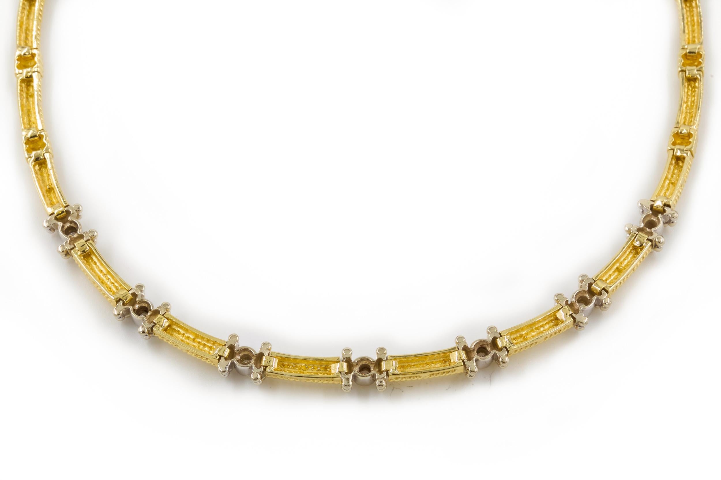 Estate 14k Gold and Diamond Choker Necklace 10