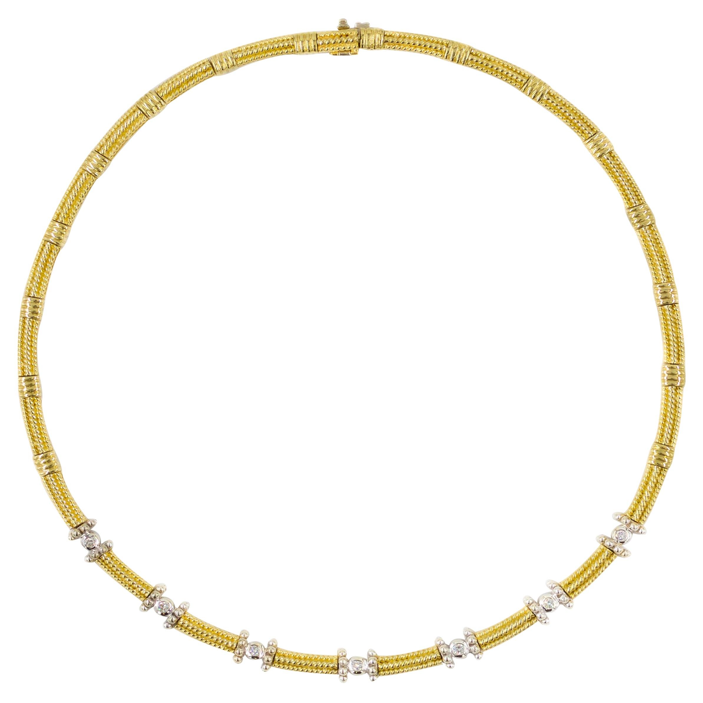 Estate 14k Gold and Diamond Choker Necklace