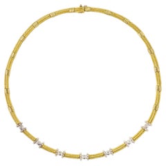 Estate 14k Gold und Diamant Choker Halskette