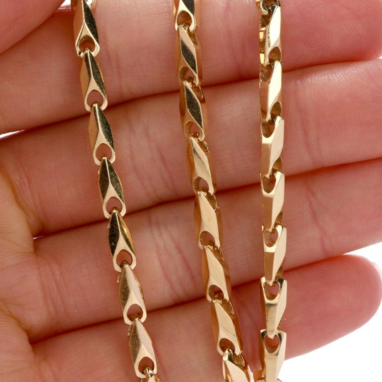 Estate 14 Karat Gold Bar Chain Necklace at 1stDibs