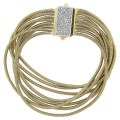 Bracelet à maillons en or 14 carats à plusieurs brins fantaisie avec fermoir en diamant 0,75 carat