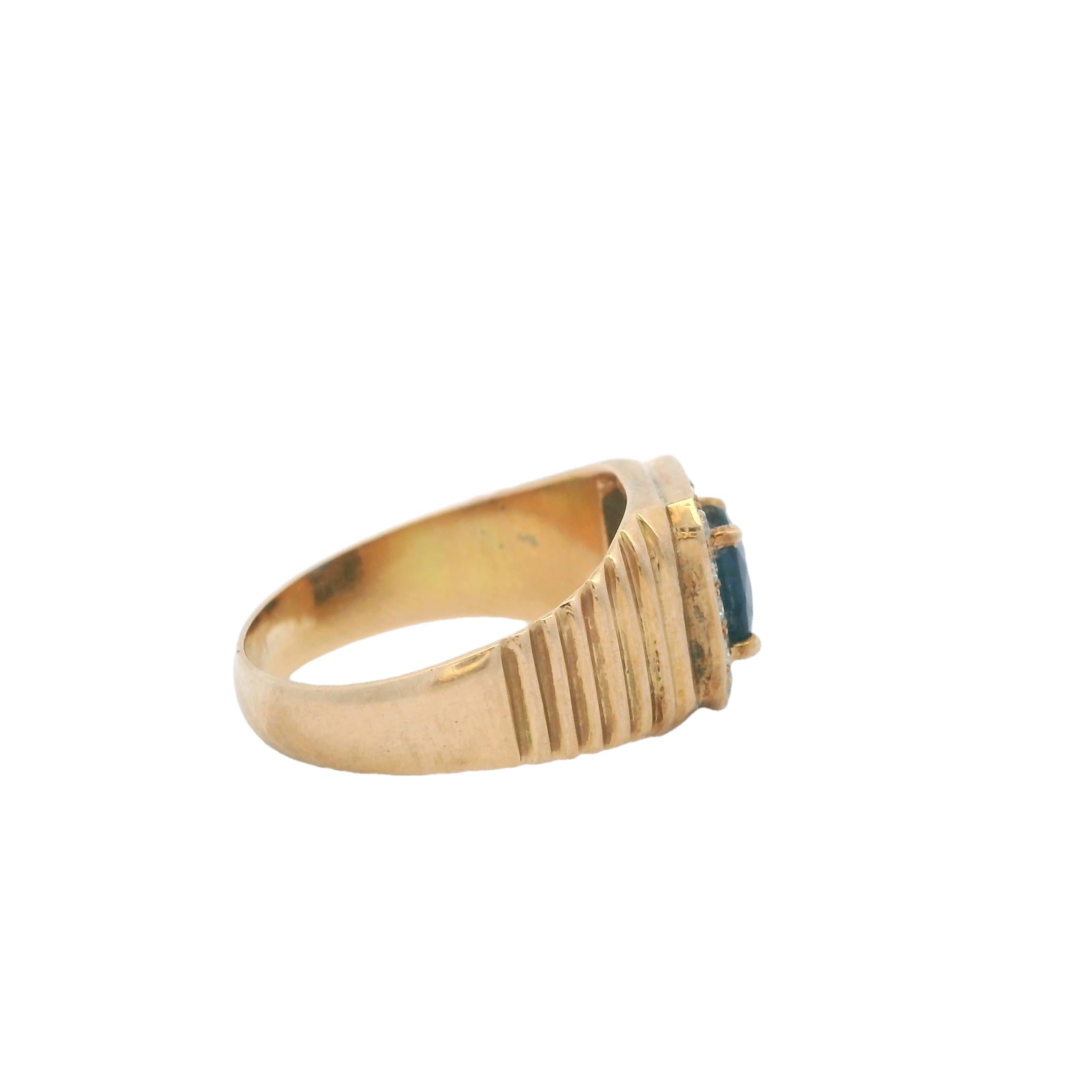 Bague Halo en or 14K saphir et diamant, taille 8 Excellent état - En vente à Miami, FL