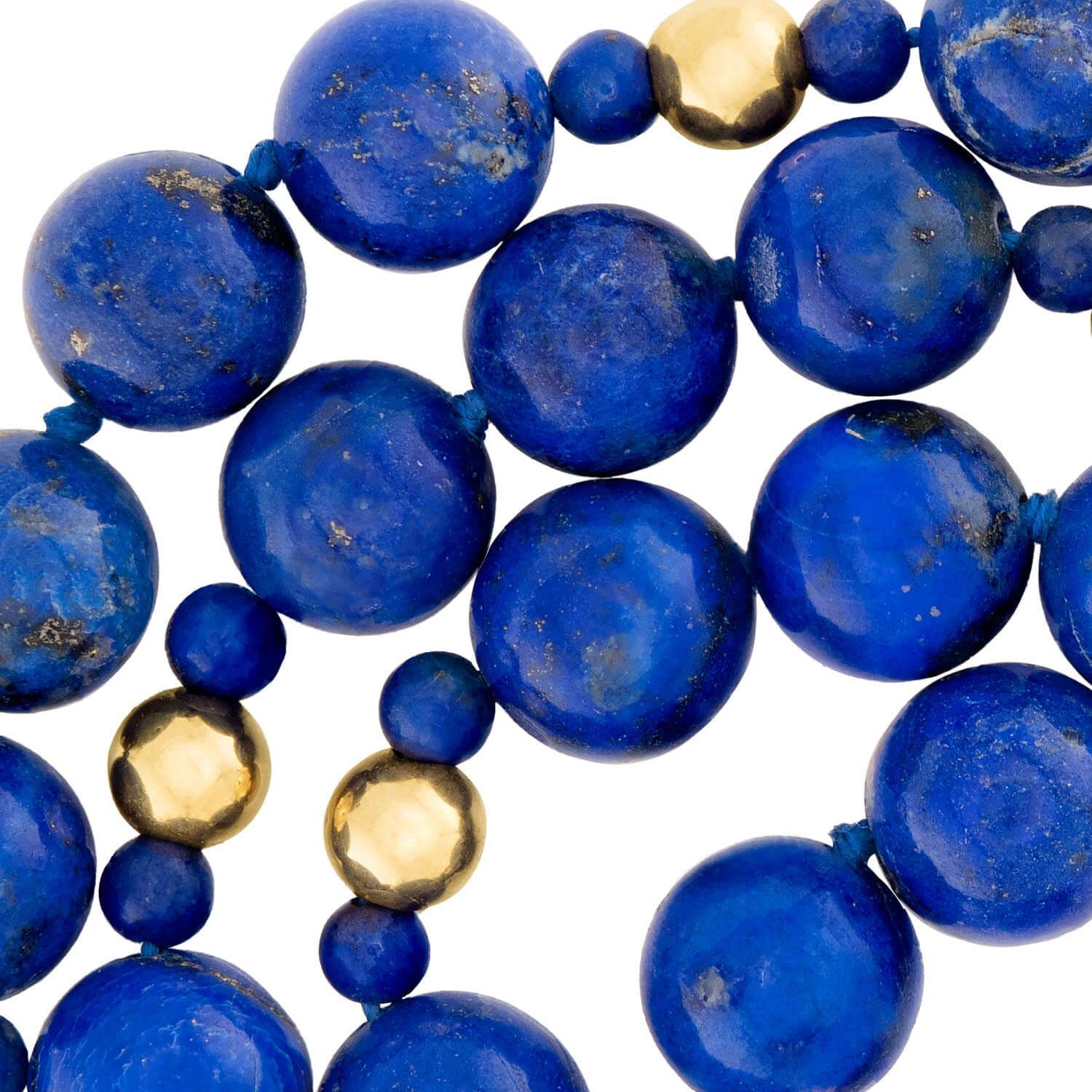 Nachlass 14k Lapislazuli Doppelreihige Perlenkette im Zustand „Gut“ im Angebot in Narberth, PA