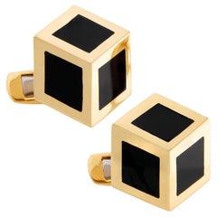 Gemelli Estate 14k con motivo a cubo in onice