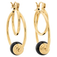 Estate 14k Onyx Double Hoop Earrings