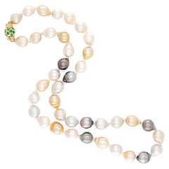 Estate 14k Pearl and Emerald Necklace 18"