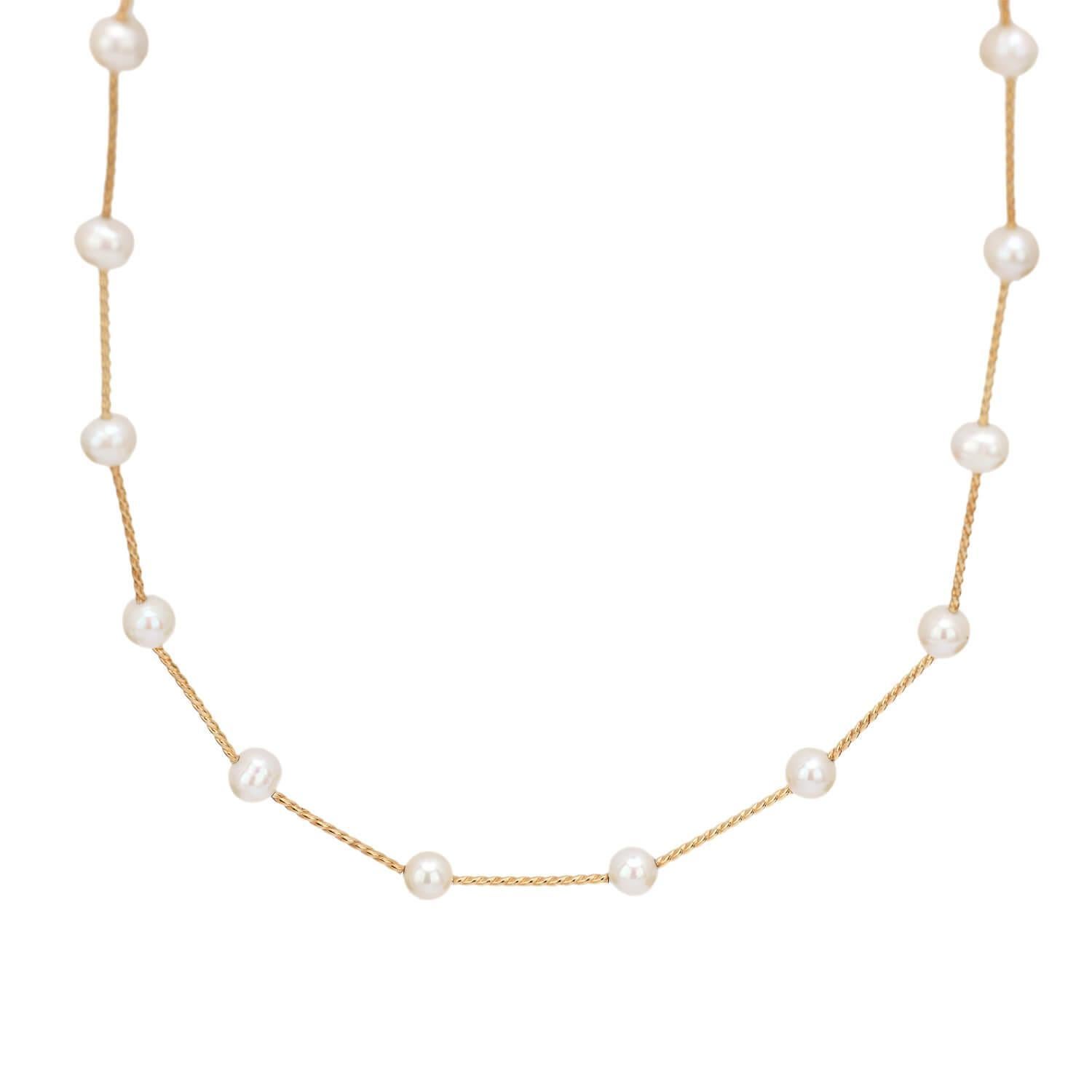 Estate 14k Pearl Tube Necklace For Sale