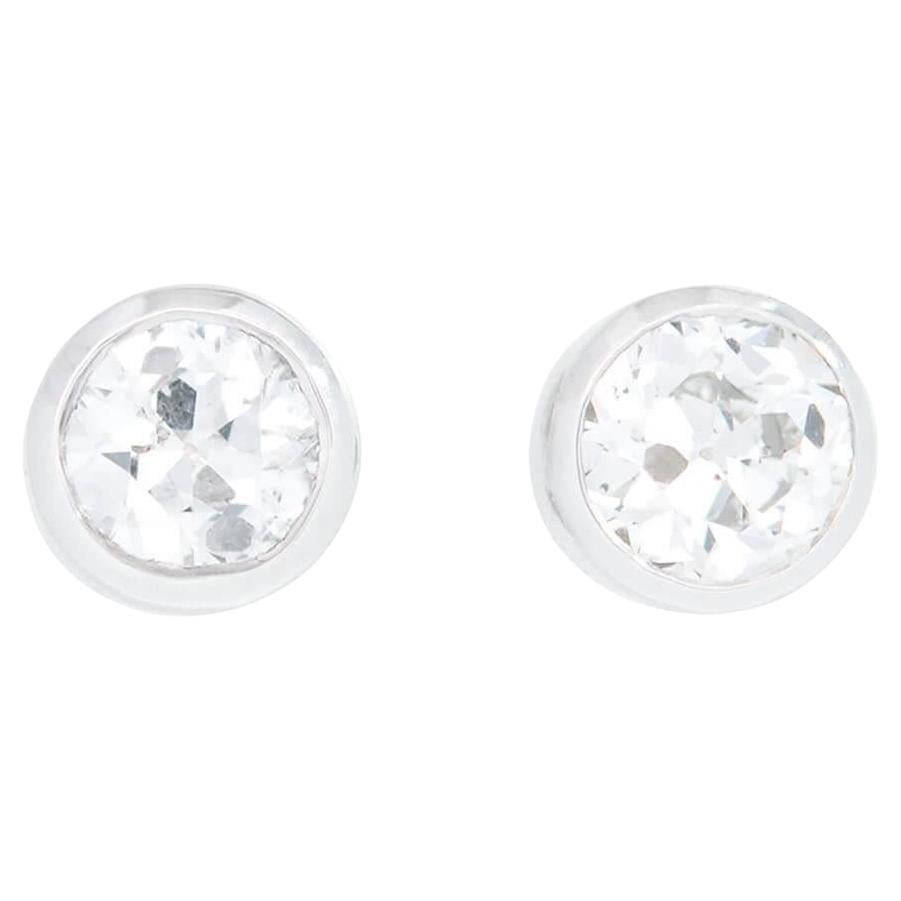 Estate 14k/Platinum Diamond Stud Earrings