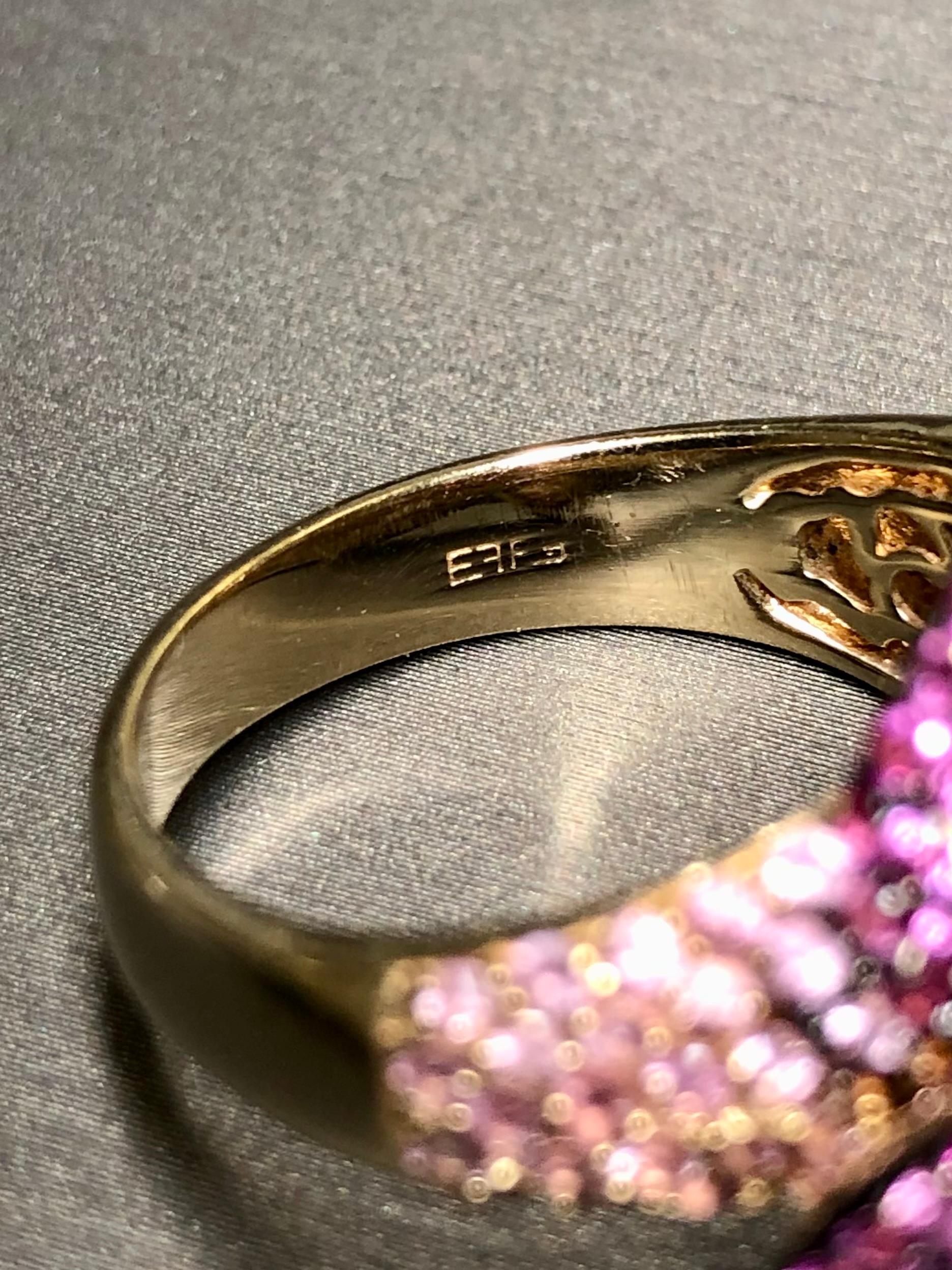 Estate 14K Rose Gold EFFY Pink Sapphire Large Twist Knot Cocktail Ring 8cttw For Sale 2