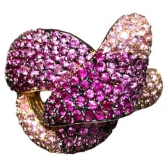 Estate 14K Rose Gold EFFY Pink Sapphire Large Twist Knot Cocktail Ring 8cttw