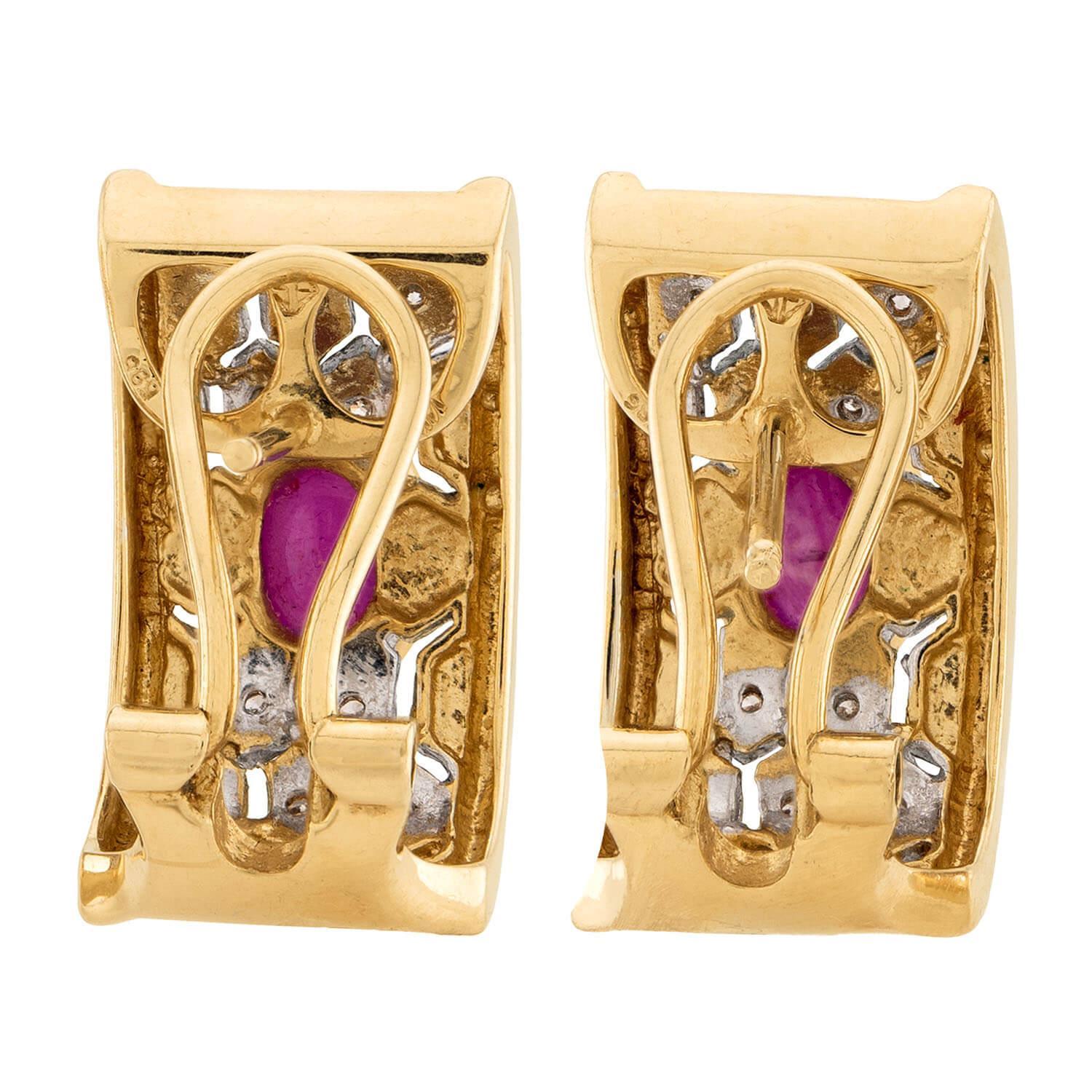Moderno Orecchini con rubini e diamanti 14k Estate in vendita