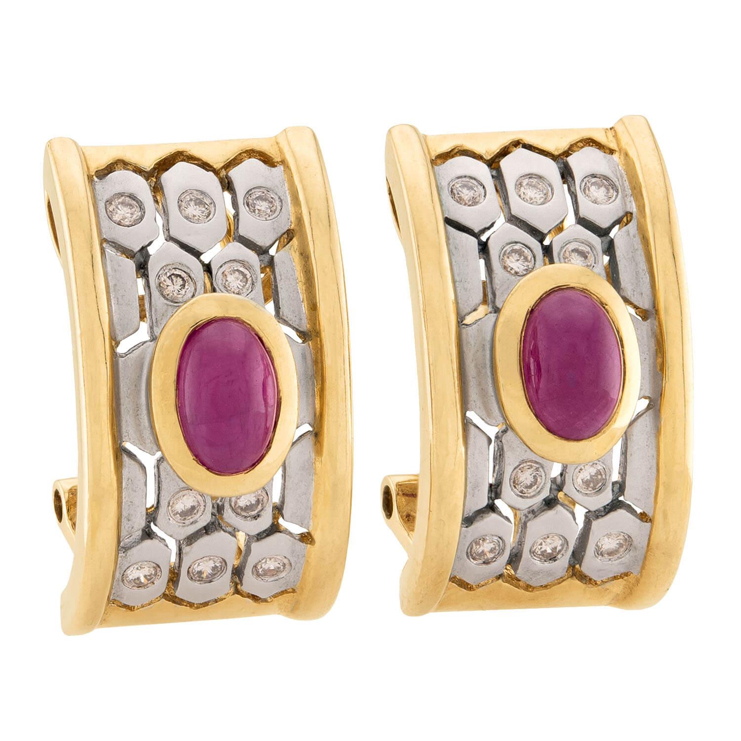 Orecchini con rubini e diamanti 14k Estate