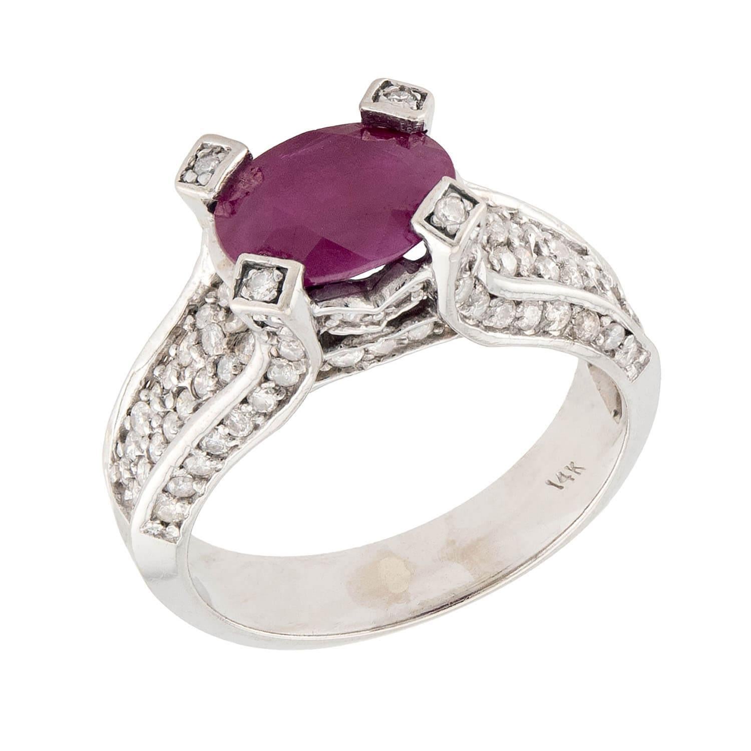 Estate 14k Ruby 
Diamond Ring