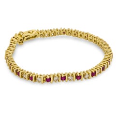 Estate 14k Ruby & Diamond Tennis Bracelet