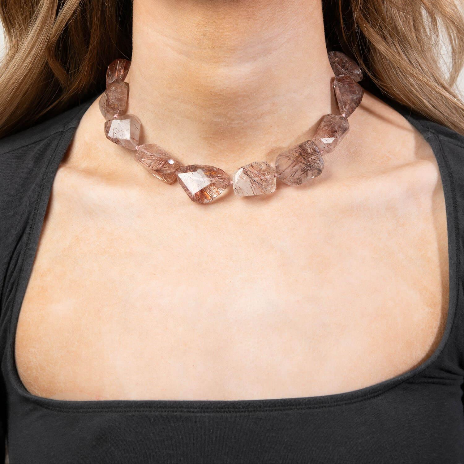 Estate 14k Rutilated Quartz Necklace Bon état - En vente à Narberth, PA
