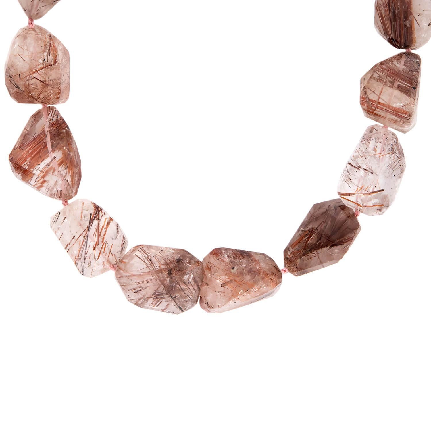 Estate 14k Rutilated Quartz Necklace en vente