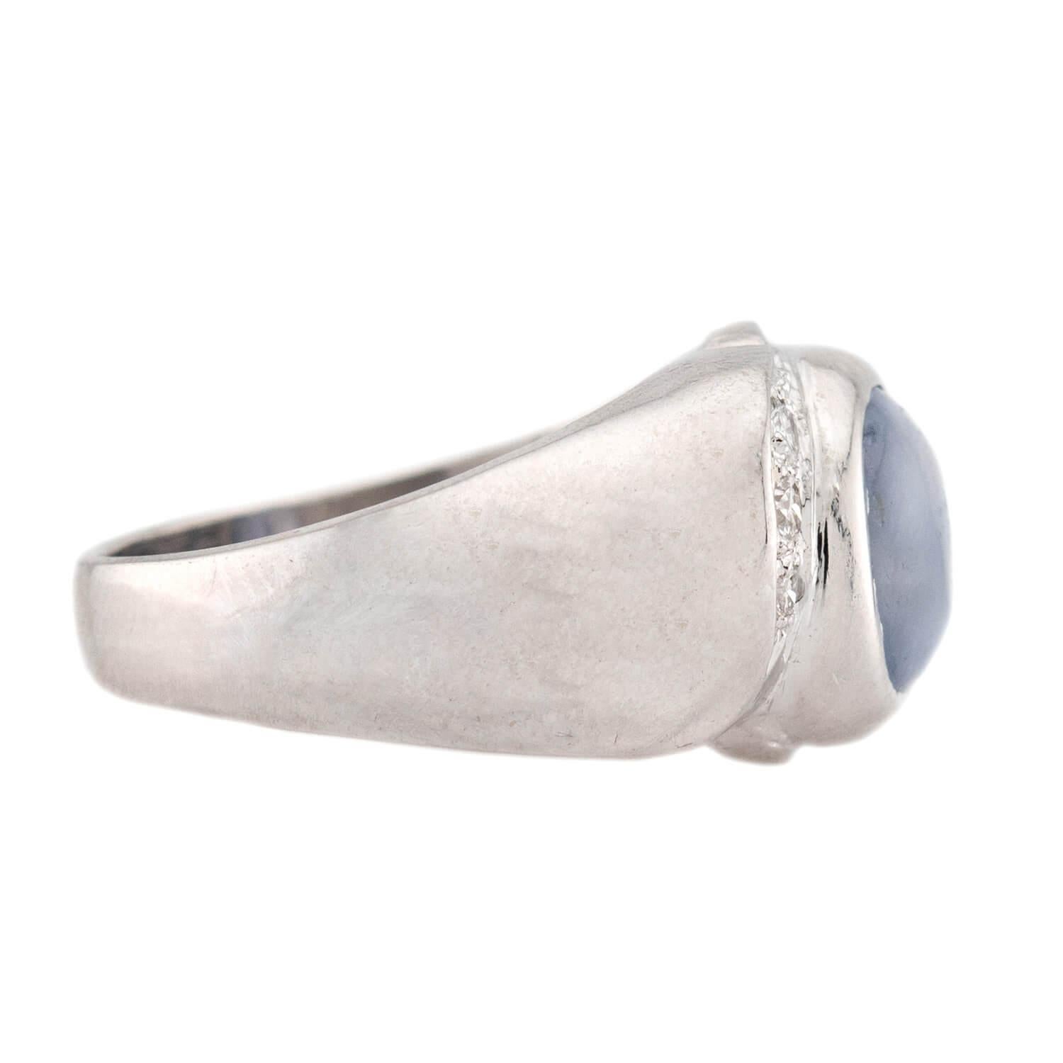 Moderno Anello con zaffiro e diamante a stella 14k Estate in vendita