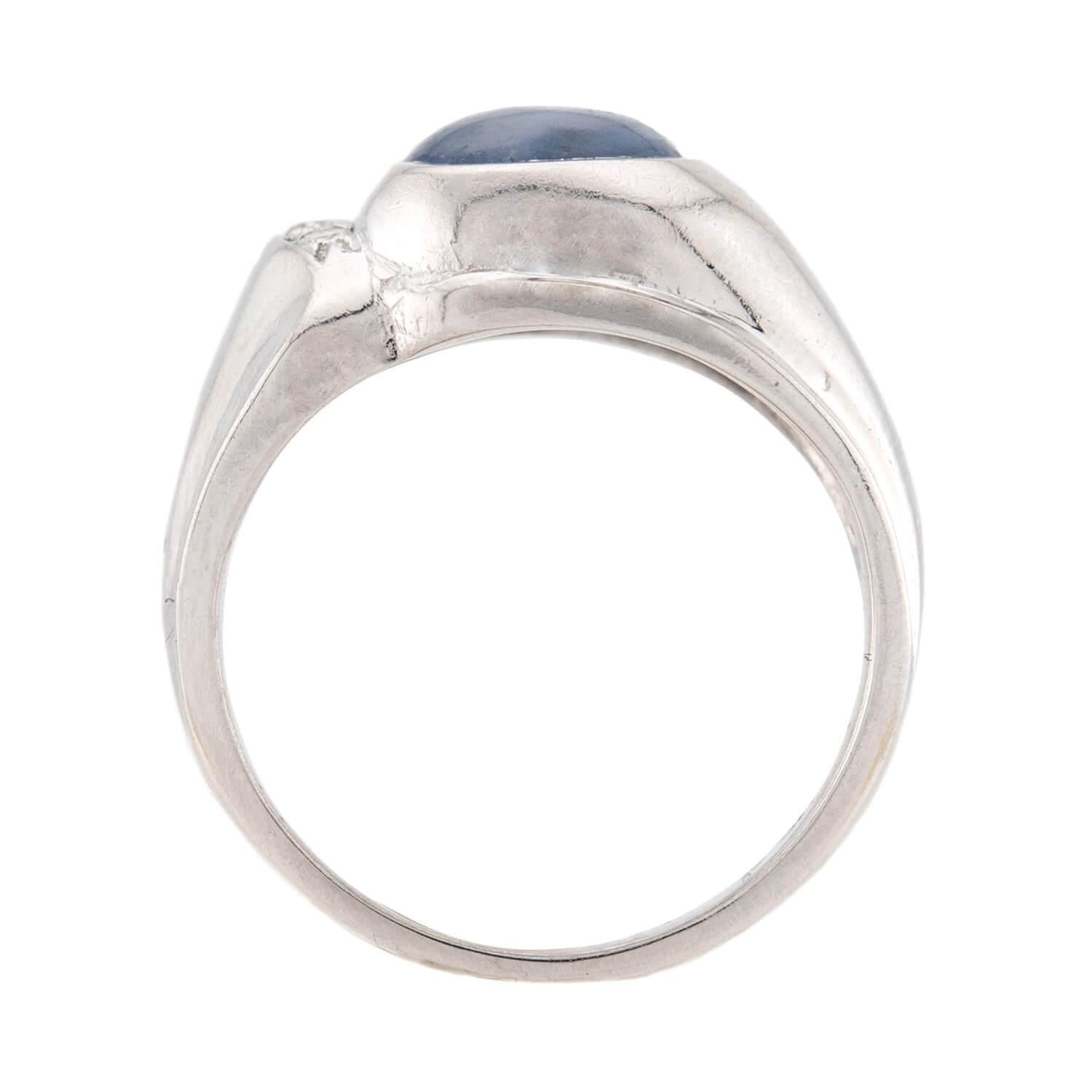 Cabochon Anello con zaffiro e diamante a stella 14k Estate in vendita