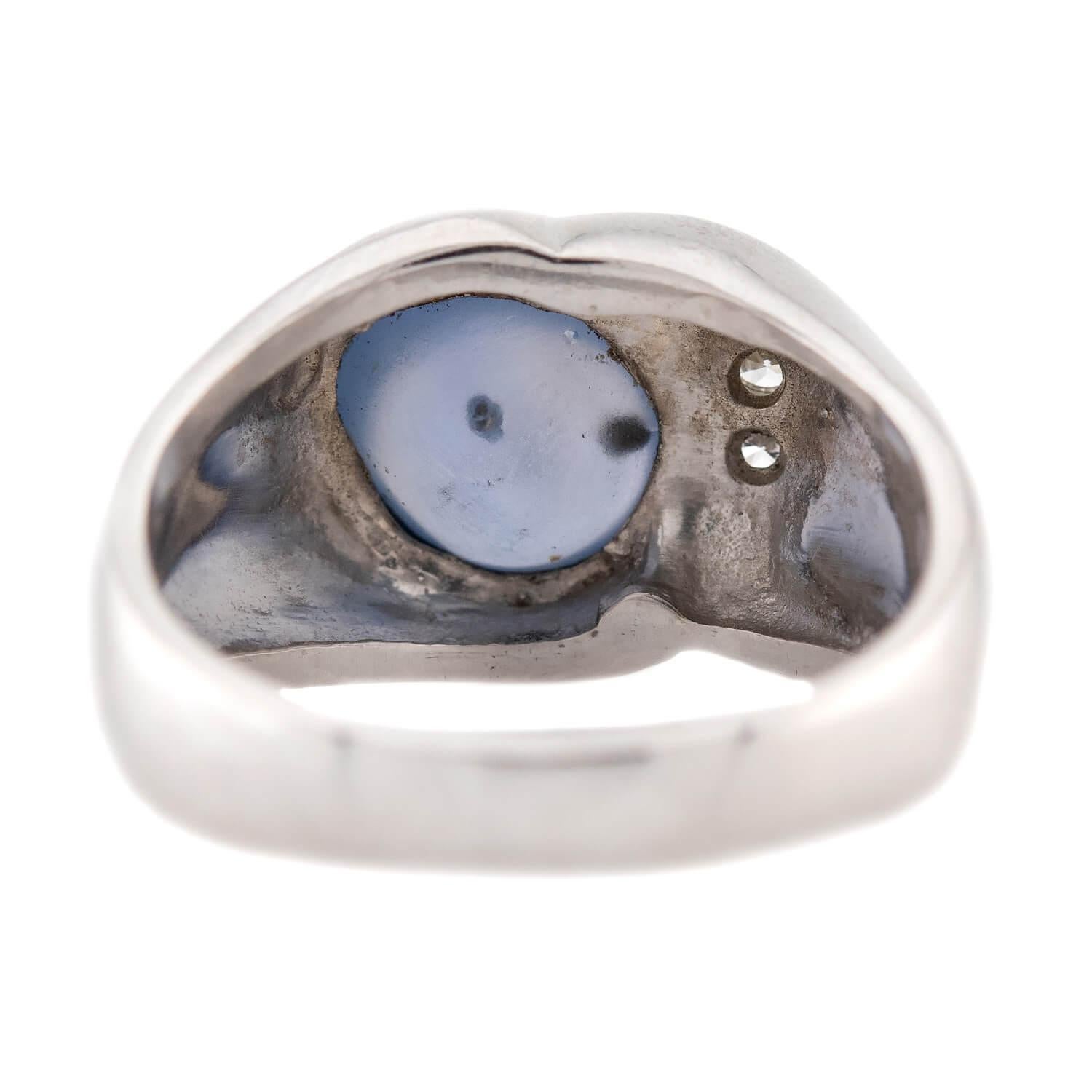 Anello con zaffiro e diamante a stella 14k Estate In condizioni buone in vendita a Narberth, PA