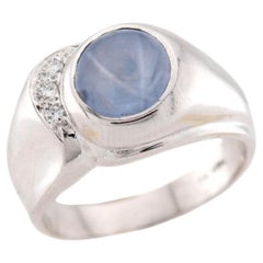 Estate 14k Star Sapphire & Diamond Ring