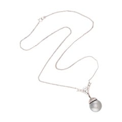 Estate 14k Tahitian Pearl & Diamond Pendant Necklace