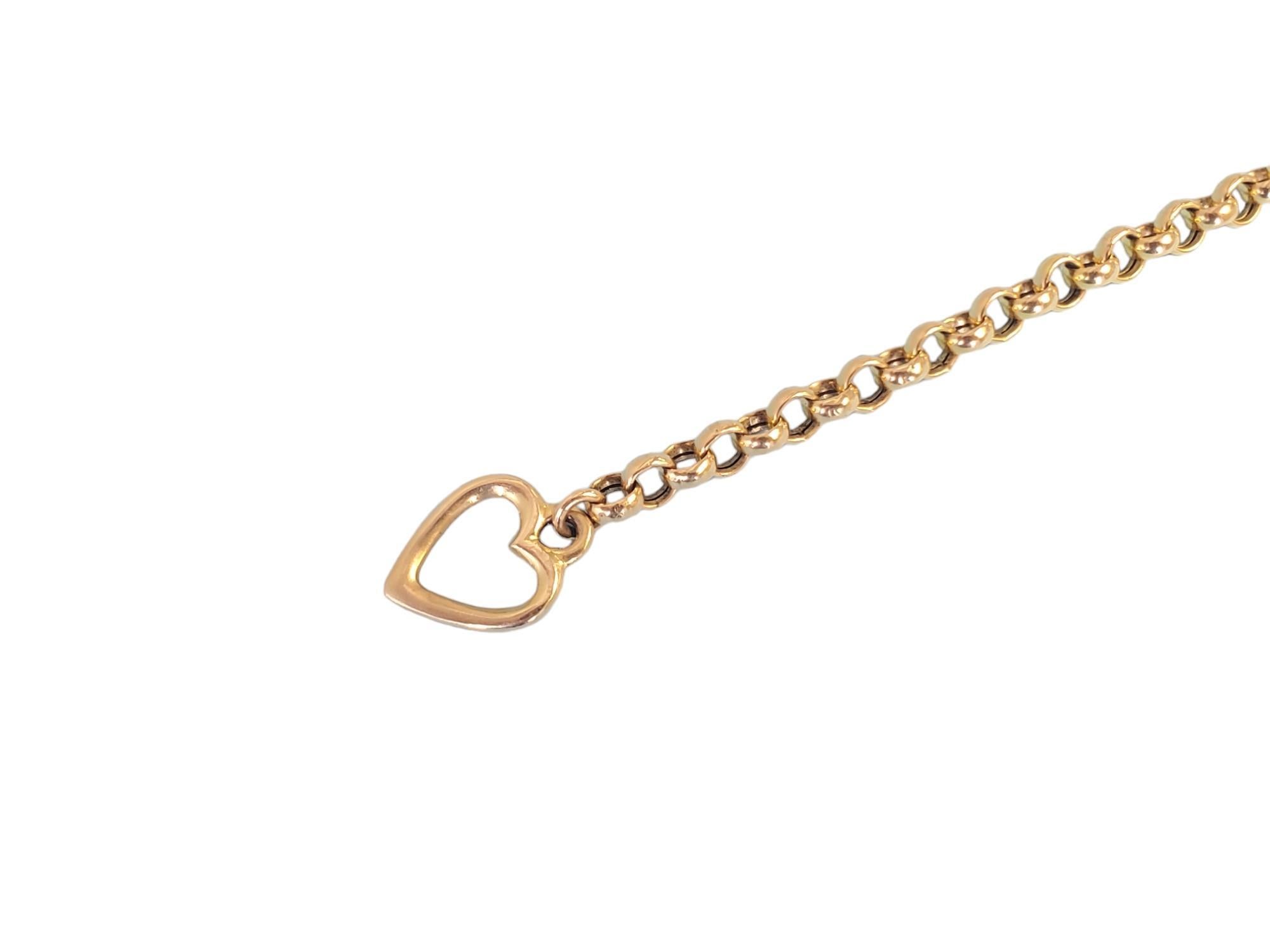 Estate 14k Toggle Bracelet Yellow Gold Link Chain with Heart Lock In Good Condition For Sale In Overland Park, KS