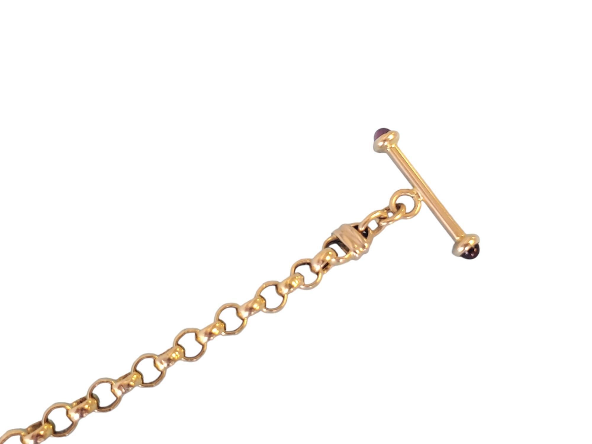 Estate 14k Toggle Bracelet Yellow Gold Link Chain with Heart Lock For Sale 2