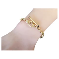 Nachlass 14k Toggle Armband Gelbgold Gliederkette mit Herzschloss