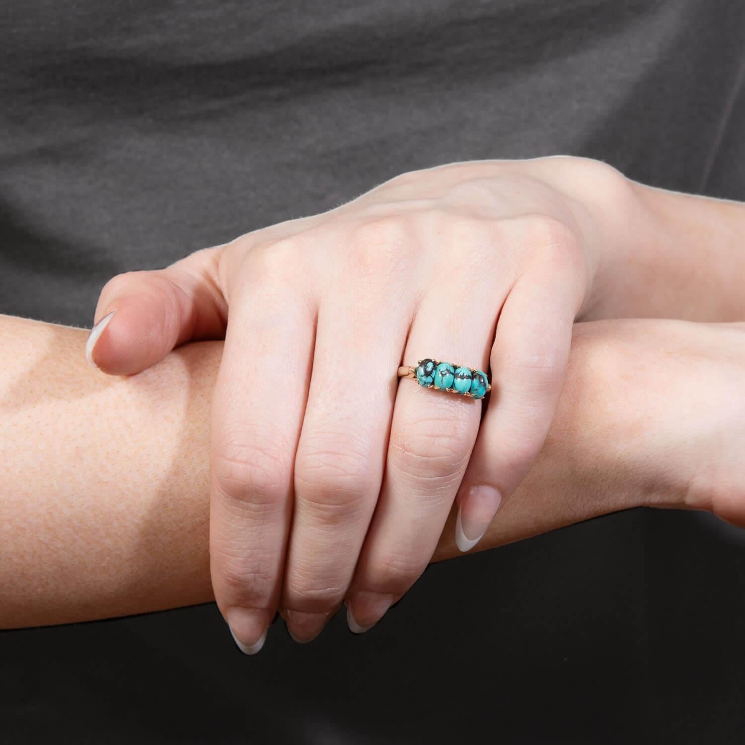 Anello con turchese 14k in vendita 1