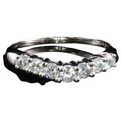 Estate 14K White Gold 0.34 CTW Graduated Diamond Wedding Band Ring Size 4.75