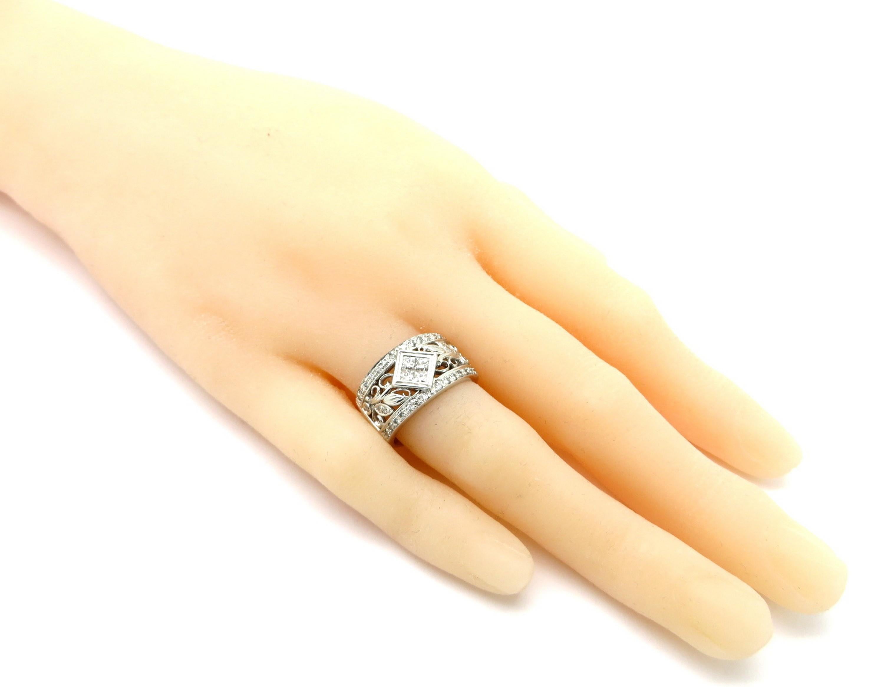 Nachlass 14 Karat Weißgold 0,53 Karat Diamant Mode-Ring Damen im Angebot