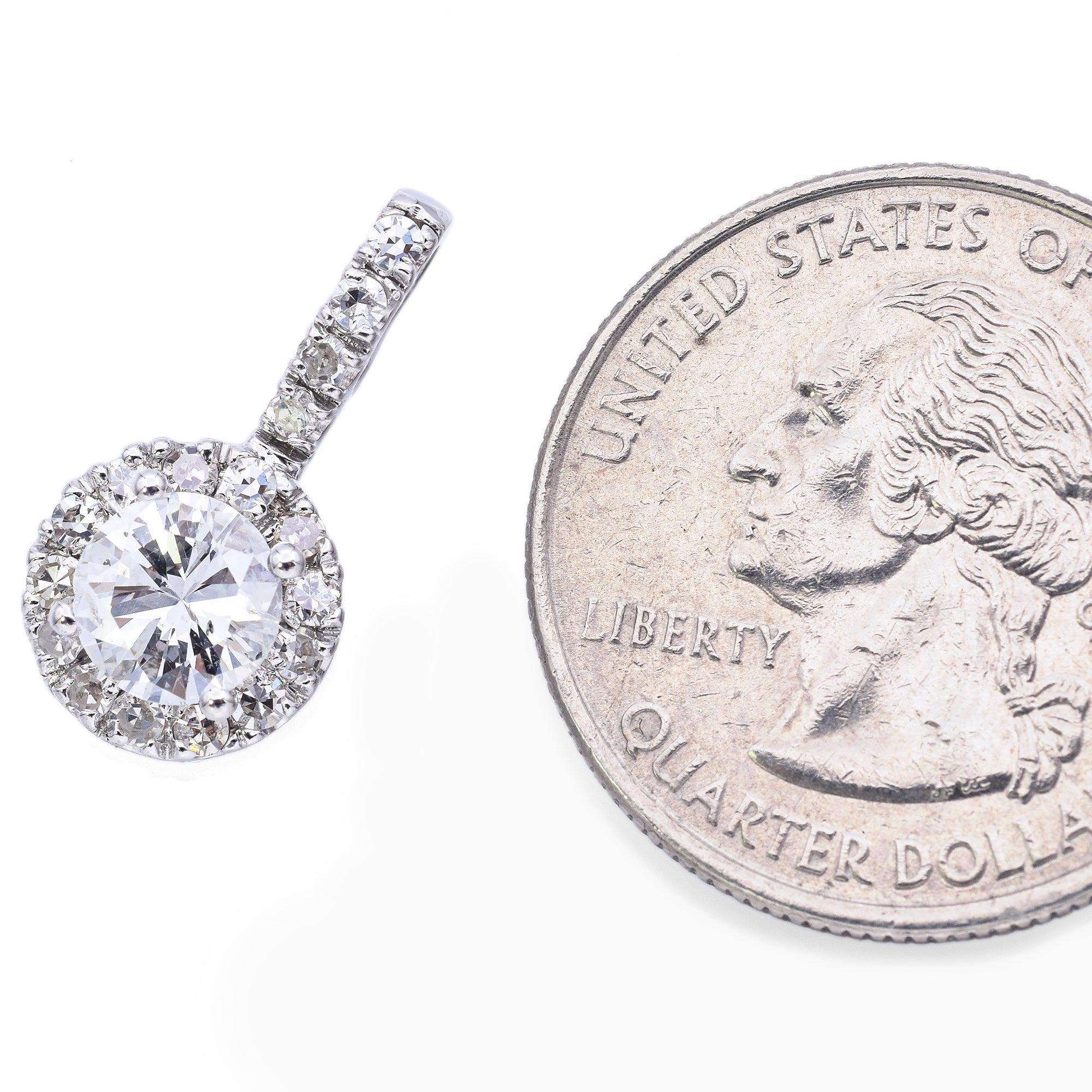 De las mujeres Colgante de oro blanco de 14 quilates con un diamante redondo de 1,25 TCW en venta