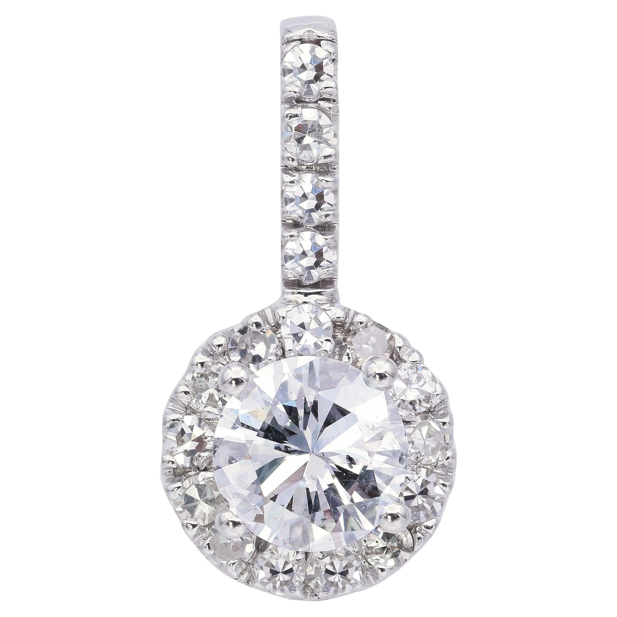 Estate 14K White Gold 1.25 TCW Diamond Round Pendant