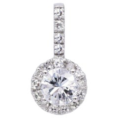 Vintage Estate 14K White Gold 1.25 TCW Diamond Round Pendant