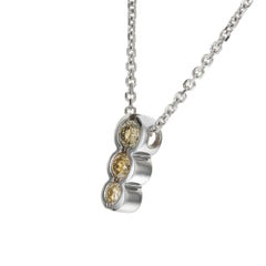 Estate 14k White Gold 3 Stone Natural Yellow Diamond Necklace Chain