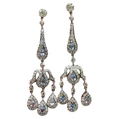 Estate 14K White Gold Aquamarine Diamond Chandelier Drop Earrings 5.20ctw