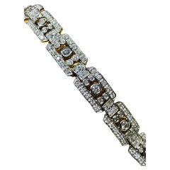 Estate 14K White Gold Deco Bezel Set Diamond Wide Line Cocktail Bracelet 4.60ctw