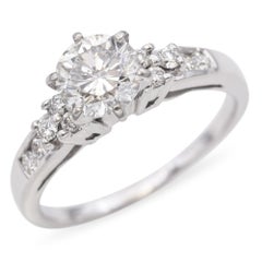Nachlass 14k Weißgold Diamant-Verlobungsring