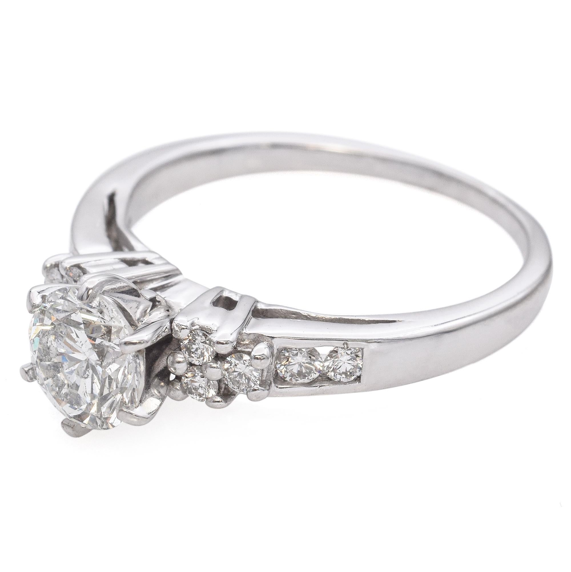 Estate Bague de fiançailles en or blanc 14k avec diamant Bon état - En vente à New York, NY