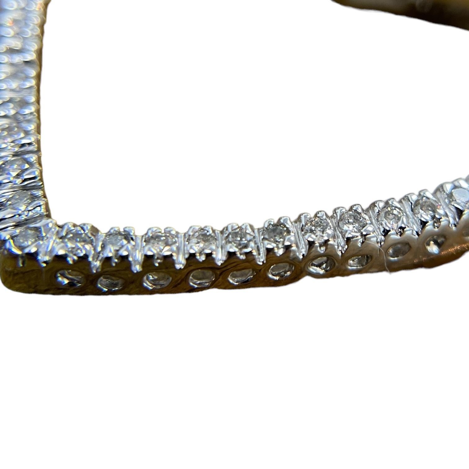 Estate 14K White Gold Diamond Heart Pendant Necklace For Sale 1